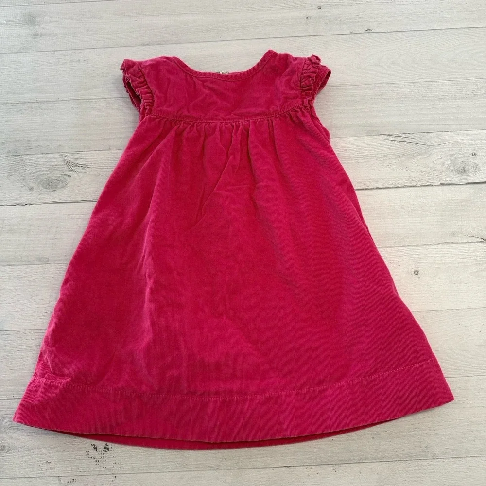 Mini Boden girls pink corduroy floral lined‎ dress 2/3